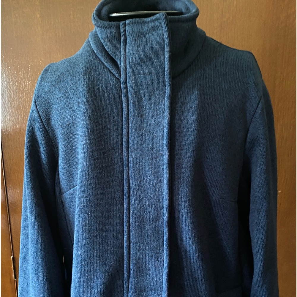 Lands’ End Blue Placket Zipper and Snap Knit Jacket~Size XS/P